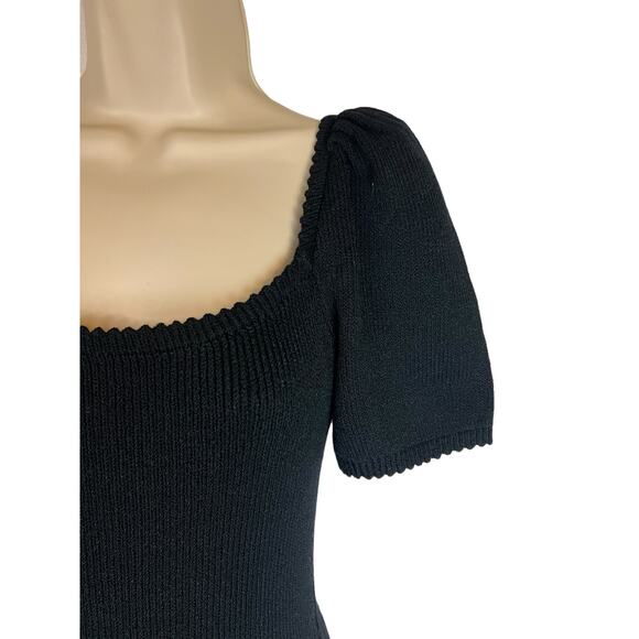 Vintage St. John for Saks Black Knit Dress Puff Sleeve Retro Designer Twee S M - Picture 7 of 16